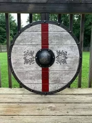 Medieval Shield Viking Round Shield Wooden Shield Heavy Metal Fitted • $99.99