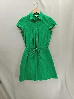 J.Crew Mercantile Green Button Tie Front Shor Sleeve Dress Size-XXS • $15.95