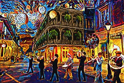 New Orleans Art Print Mardi Gras Canvas Painting Print Colorful Home Decor  • $209.99