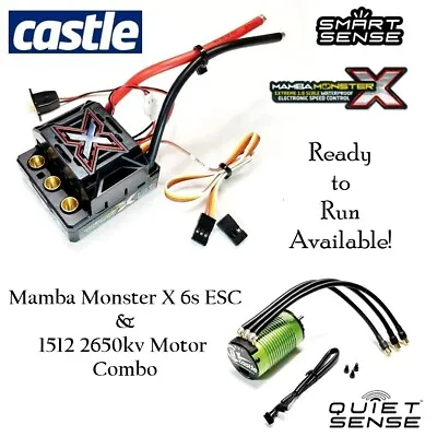 RCP-RTR Castle Mamba Monster X 6s & 1512 2650kv Motor Combo Ready To Run Options • $299.95