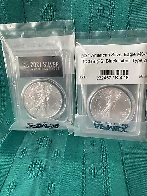 2021 T1 & T2 American Silver Eagles 2 Coin Set PCGS MS70 • $128