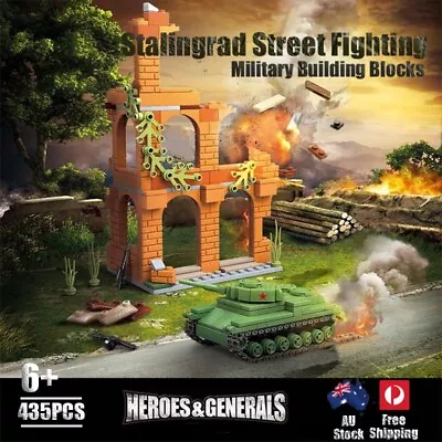 435PCS Stalingrad Street Fights Military Building Blocks WW2 Series MOC Set Toys • $31.95