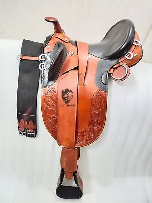Beautiful Australian New Style Stock With Horn Leather Saddle For Horse 10 -20  • $398