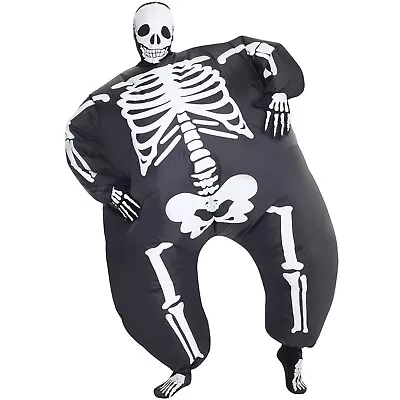 Adult Inflatable Skeleton Megamorph Halloween Costume Blow Up Fat Sumo Suit • £36.99