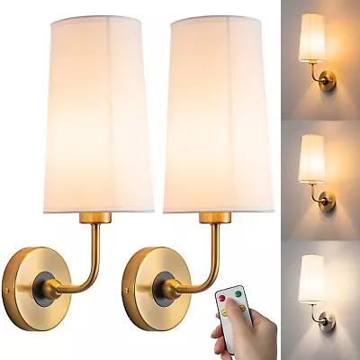 Vintage Battery Operated Wall Sconce Set Of 2 Wall Lamp With Remote Control ... • $61.51