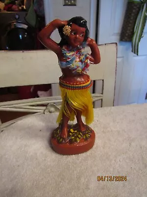 Vintage 6  HAWAIIAN Girl Bobble Dancer Yellow Made In Hong Kong Hawaii Souvenir • $19.99