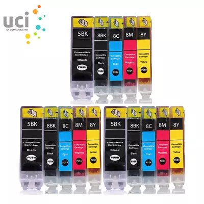 15 Ink For Canon PGI5 CLI8 Pixma MP600 MP610 MP800 MP800R MP810 Printer • £15.59