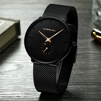 $20.69 • Buy Men's Watch Relojes De Hombre Minimalist Ultra Thin Watches Stainless Steel 