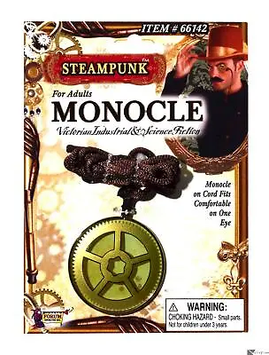 Forum Halloween Steampunk Cosplay Monocle Costume Accessory Gold Adult Size • $7.31