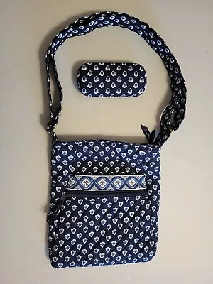 VERA BRADLEY Cross Body Bag & Glasses Case BLUE ON BLUE New Without Tags REDUCED • $9.50