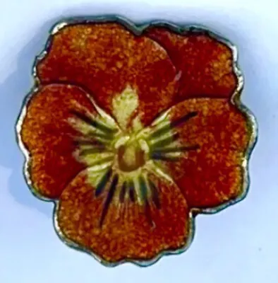 Pansy Brooch Sterling Silver Red Enamel Flower Vtg Pin Antique Art Nouveau • $65