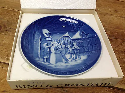 1987 Bing & Grondahl BG Christmas Plate Box No COA Snowman's Christmas Eve Blue • $19.13