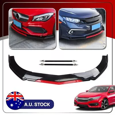 For Chrysler 300C Black/Red Car Front Bumper Lip Splitter Body Kits + Strut Rods • $84.95