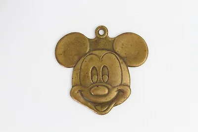 Vintage Brass Mickey Mouse Head Pendant Disney Taiwan Disneyania 2.125 X 2.225   • $19.99