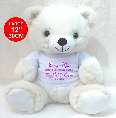 £11.99 • Buy Personalised Teddy Bear Cream 12 /30cm Flower Girl Bridesmaid  Wedding 