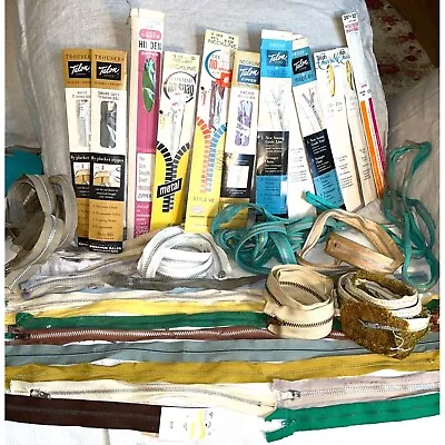 Vintage Zippers Variety Salvage NIP Mostly Metal Long Sewing Accessories • $18