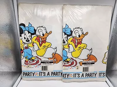 Lot Of 2 Vtg Fashion Art Disney  It's A Party  Paper Table Cover Birthday 54x96 • $15
