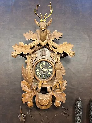 Vintage German Black Forest Hunter E Schemeckenbecher 8-Day Cuckoo Clock • $100