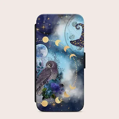 £10.99 • Buy Witch Owl Celestial Moon Star Flip Wallet Phone Cover Case Iphone Samsung Huawei