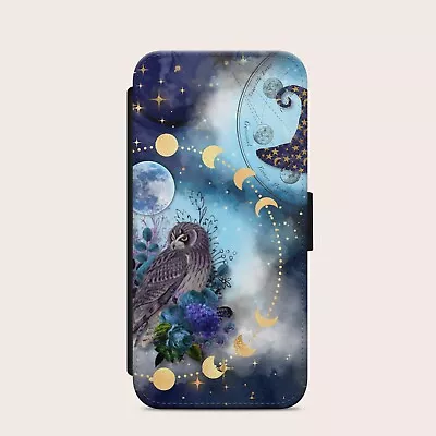 £10.99 • Buy Witch Owl Celestial Moon Star Flip Wallet Phone Cover Case Iphone Samsung Huawei