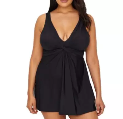 Miraclesuit Solids Marais One Piece Swimdress Black Plus Size 16W 5017 • $94.50