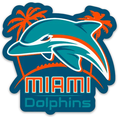 Miami Dolphins Logo Type With Dolphin & Palm Trees NFL Die-Cut MAGNET • $5.49