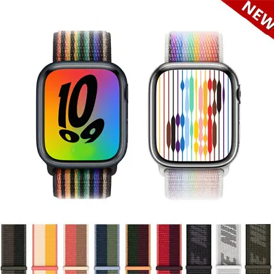 Woven Nylon Flash Sport Loop Watch Band Bracelet For Apple Watch Series 7/6/5/SE • £5.99