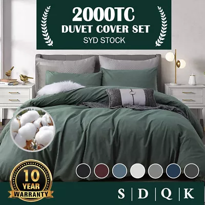 COTTON Doona Quilt Duvet Cover Set Single Double Queen Super King Size Bed Sheet • $28.79