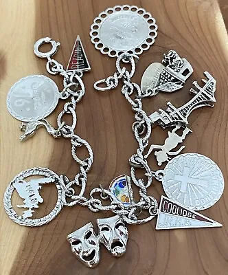 Beautiful Vintage 925 Sterling Silver With 12 Charm Bracelet 7” / 26.7 Grams • $75