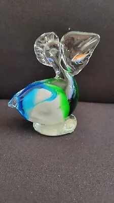 Murano? Glass Pelican W/fish Paper Weight Ir Decoration  • $15