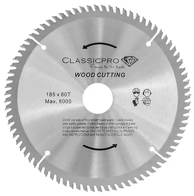 £13.50 • Buy Classicpro TCT 185mm X 30mm Bore + Reducer  80T Circular Saw Blade For Wood UK