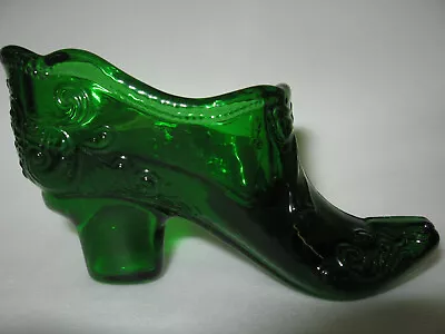 Fancy Hunter Green Glass Floral Bow Shoe Slipper Boot High Heel Christmas Scroll • $9.99