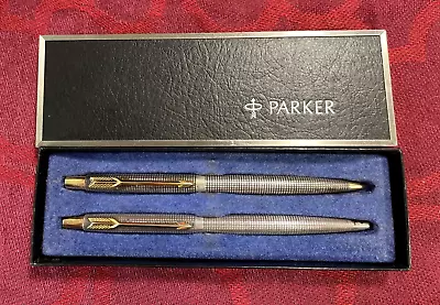 Vintage Parker 75 Cisele Sterling Silver Ballpoint Pen & Pencil Set W/ Box -7066 • $125