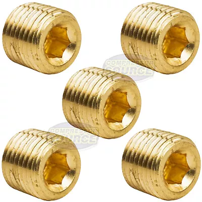 5 Pack Brass 1/4  Hex Pipe Plugs Countersunk Style Male NPT Pipe End Fitting Cap • $9.99