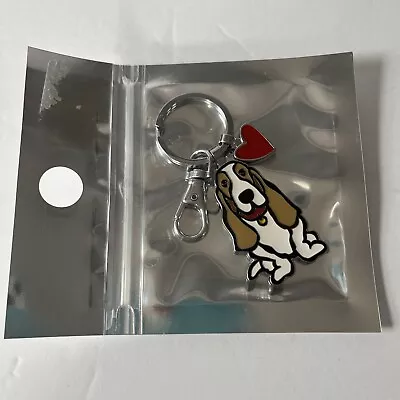 New Marc Tetro Keyring Keychain W/ Dangle Basset Hound & Heart • $12