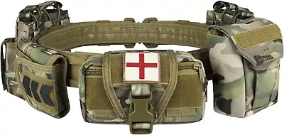 Camo Tactical Battle Belt 7 In 1 Duty Law Enforcement Airsoft Utility + Pouches • $58.98