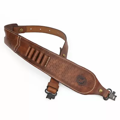 Leather Rifle Sling Ammo Gun Carry Strap 2 Point Finger Rest W/Swivels-Clearance • $39.60