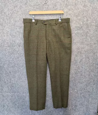 Loch Hart Trousers Mens 36 Green Check Windowpane Tweed Country Wool Blend • $37.27