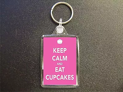 £2.80 • Buy Keep Calm And Eat Cupcakes Keyring Birthday Gift Bag Tag