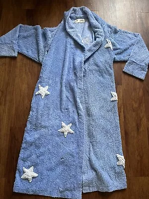 Vintage Canyon Group Chenille Moon Stars Blue Robe Size L Missing Sash • $80