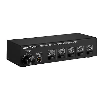 LYNEPAUAIO 4 Zone Amplifier / Speaker Switcher Box Stereo Audio Selector U3E7 • $63.59