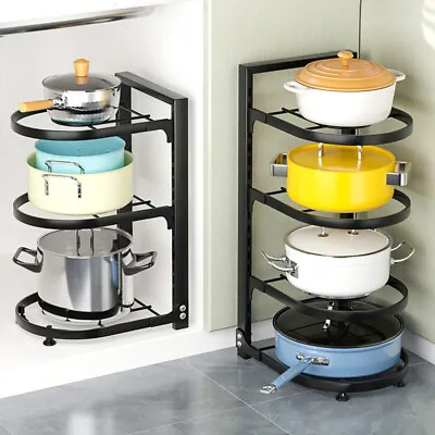 Pot Rack Organizer Adjustable Pots Lid Pan Holder Rack For Kitchen Storage Shelf • £10.95