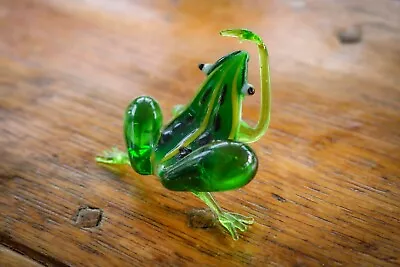 Vintage - Murano Blown Glass Art - Miniature Green Frog Figurine - Hand Made • £9.99