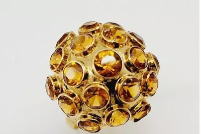 $875 • Buy Mid Century Sputnik 18k Yellow Gold & Madeira Citrine Dome Ring-4.6g- Size 6
