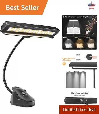 Super Bright Clip On Music Stand Light - 9 Levels Dimmable - USB-C Rechargeable • $53.99