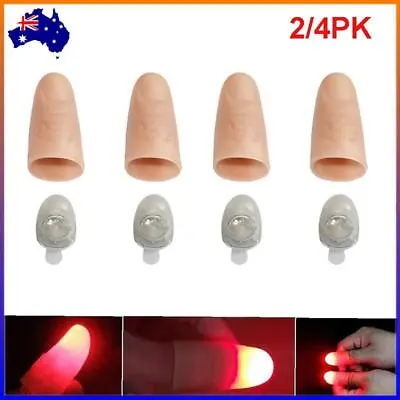 2/4pcs Magic Light Up Finger Fingers LED Tricks Thumb Props Lights Novelty Toys • $8.99