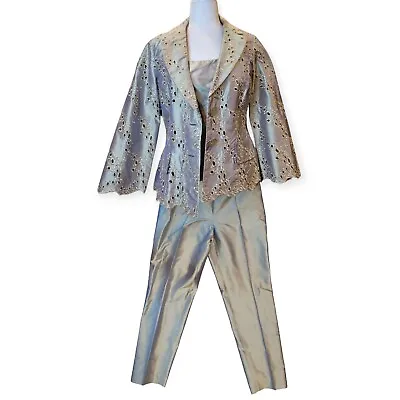 Vintage Carlisle 100% Silk 3 Piece Formal Suit Jacket Cami & Pants MIXED SIZE • $64.99