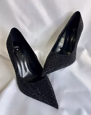 ZARA - Womens Black Crystal Encrusted High Heel Pumps - US Size 6 • $22.99