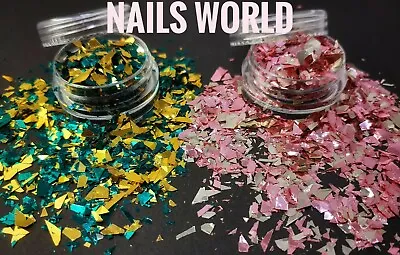Nail Art Mix Shards Irregular Flakes Glitter Decoration Crafts Broken Mirror UK • $3.14