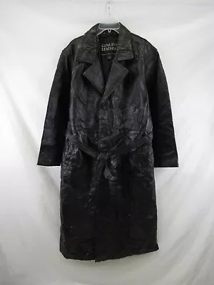 NWT Giovanni Navarre Genuine Leather Trench Coat Black Men's Full Length S#VIN29 • $89.99